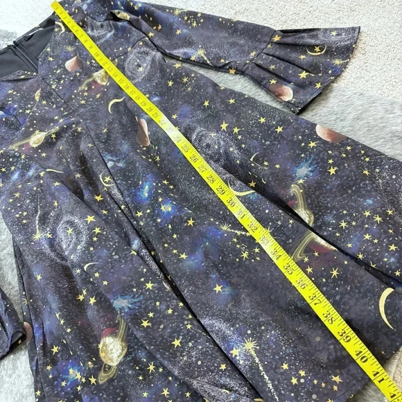 eShakti Constellation Galaxy Planet Print Crepe Empire Dress - Picture 11 of 13